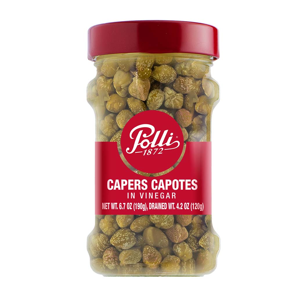 Polli Italian Capers in Vinegar, 6.7 oz (190 g)