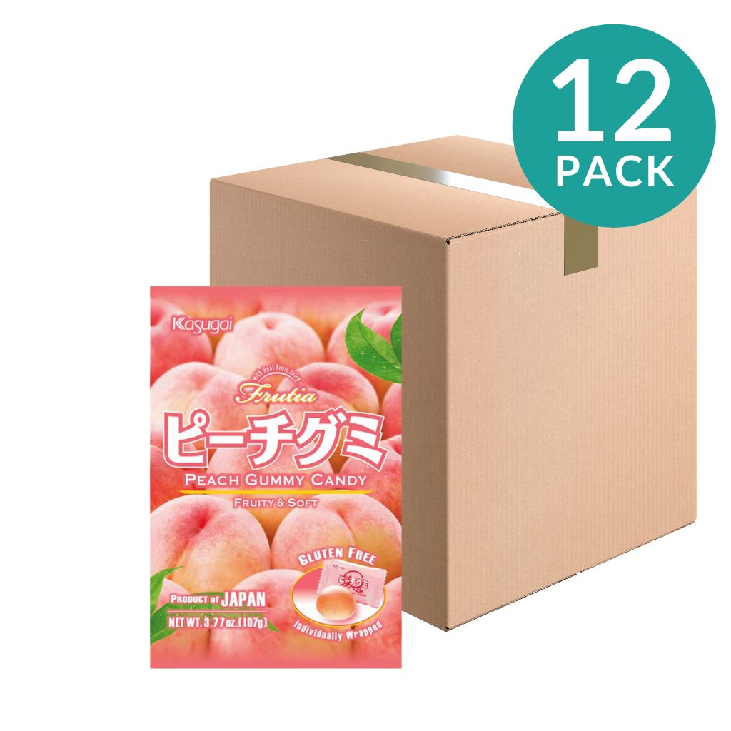 12-Pack Kasugai Japanese Peach Gummy, 3.77 oz (107 g)