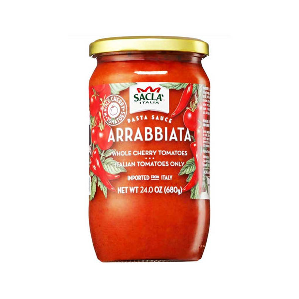 Italian Whole Cherry Tomato Arrabbiata Pasta Sauce by Sacla, 24 oz (680 g)