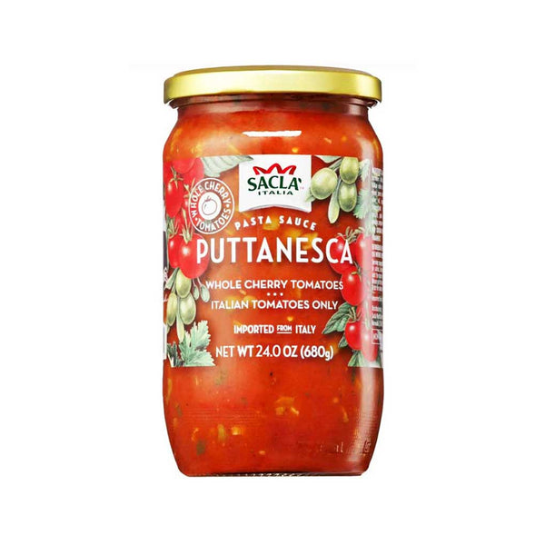 Italian Whole Cherry Tomato and Olive Puttanesca Sauce by Sacla, 24 oz (680 g)