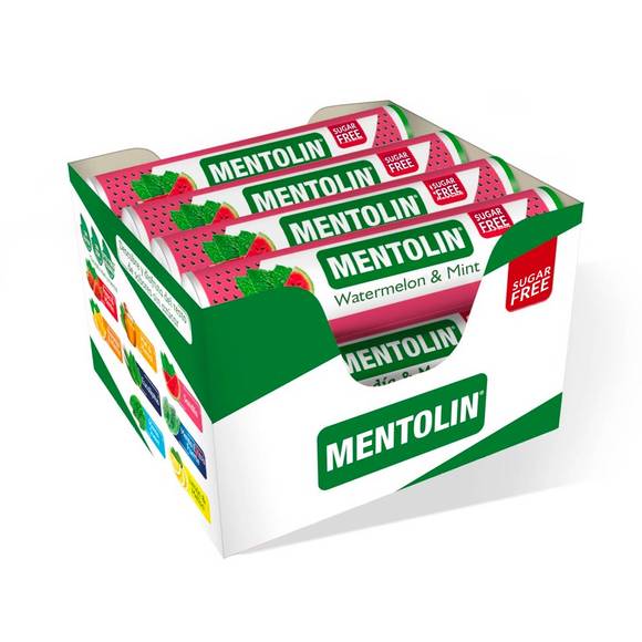 Watermelon and Mint Spanish Hard Candies, Sugar Free by Mentolin, 0.7 oz (20 g) [Pack of 12]