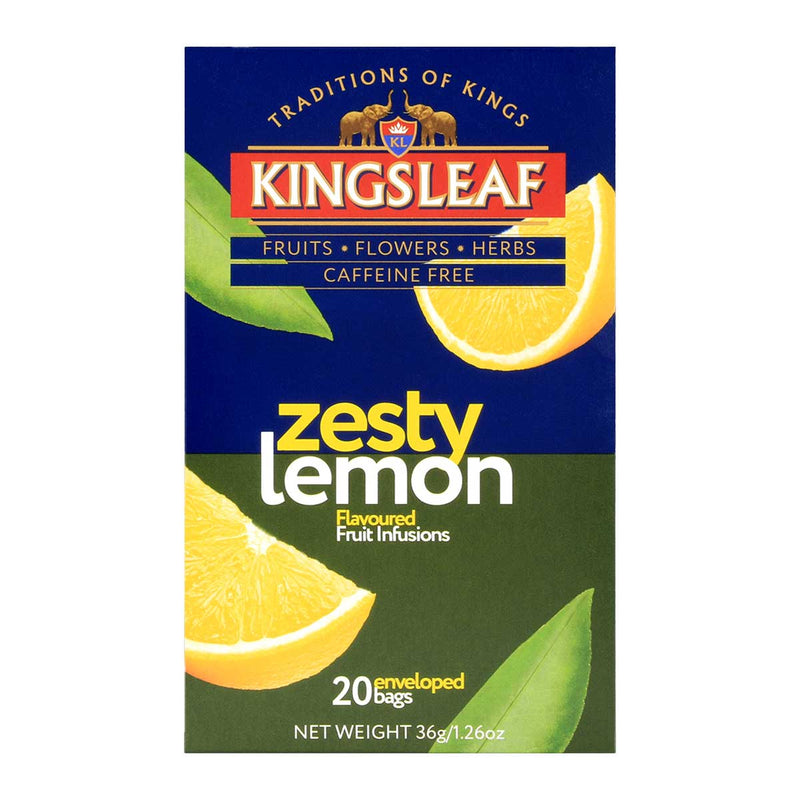 Zesty Lemon Ceylon Tea, Caffeine Free, 20 Bags by Kingsleaf, 6 x 1.3 oz (36 g)