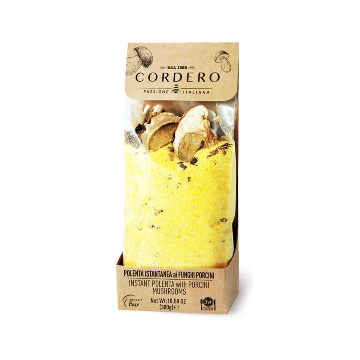 Instant Polenta with Porcini Mushrooms by Cordero, 10.58 oz (300 g)