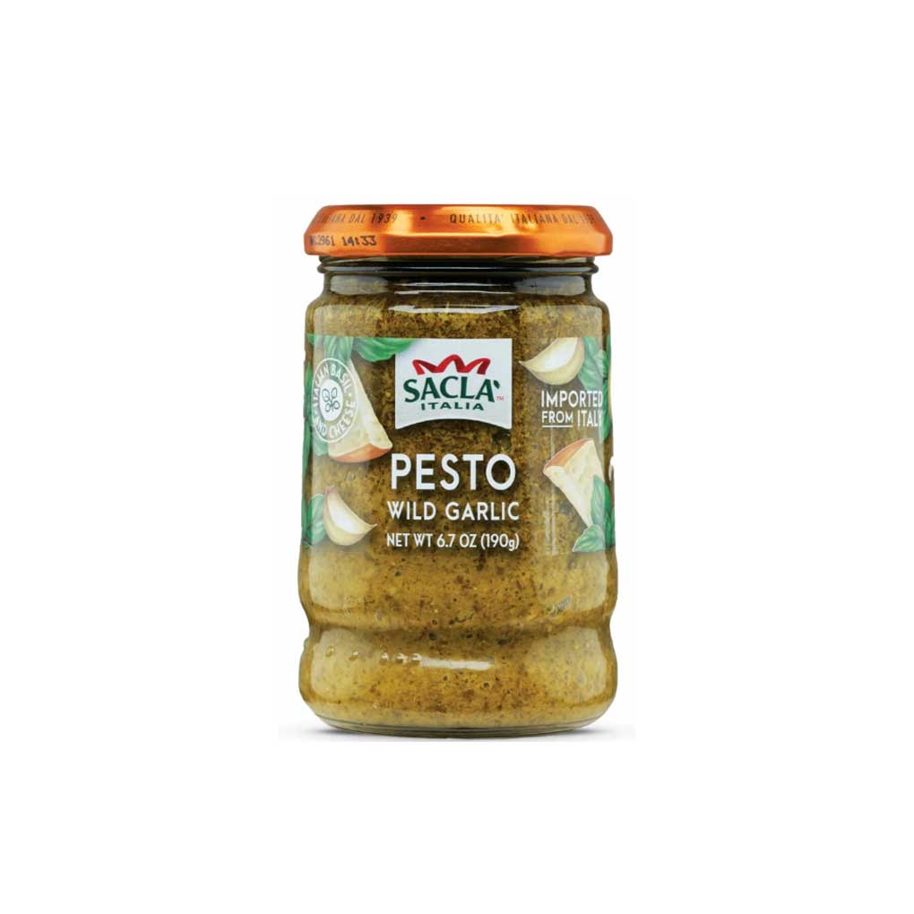 Italian Garlic Basil Pesto with DOP Cheese by Sacla 6.7 oz 190 g