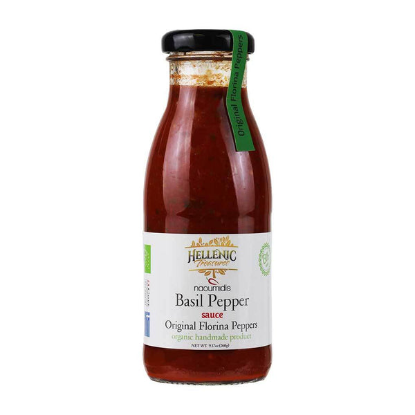 Organic Basil Pepper Sauce Handmade from Greece by Hellenic Treasures, 9.17 oz (260 g)