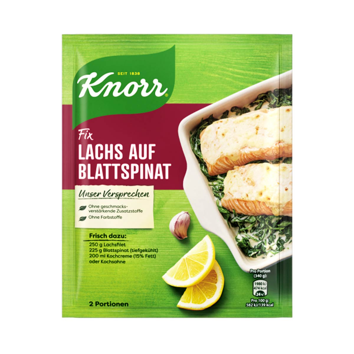 Spinach, with oz (28 for 1 Salmon Knorr g) Fix