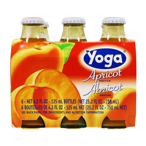 6-Bottle Yoga Italian Fruit Juice Apricot Nectar 6 x 4.2 fl oz (125 ml)