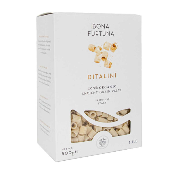 Italian Organic Ancient Grain Ditalini by Bona Furtuna, 1.1 lb (500 g)