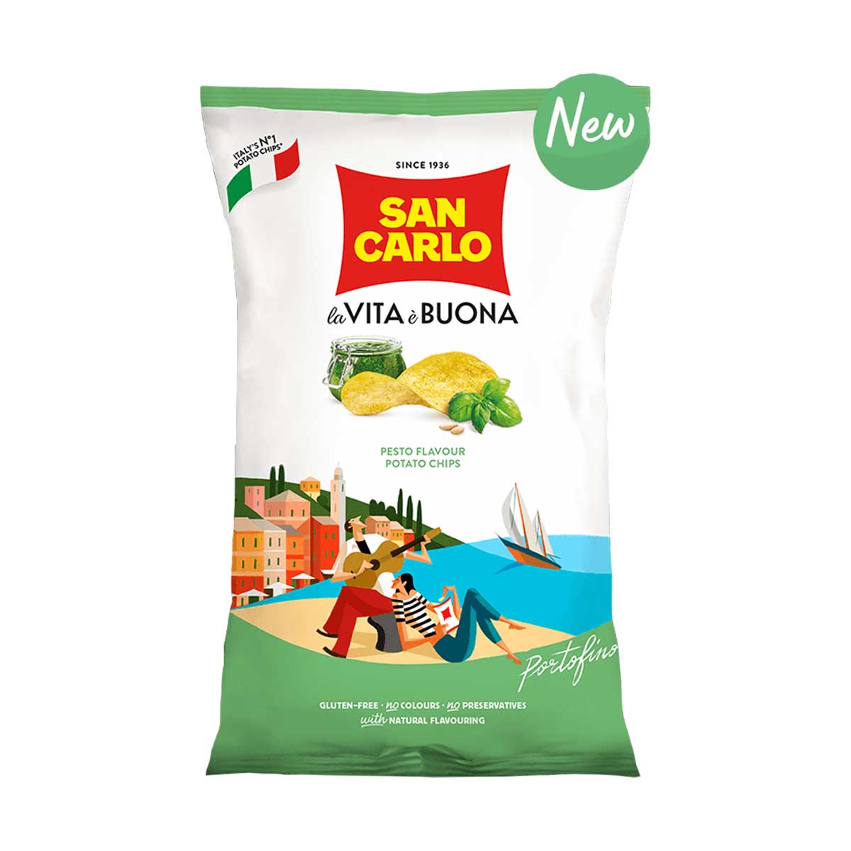 Italian Pesto Potato Chips by San Carlo, 5.3 oz (150 g)