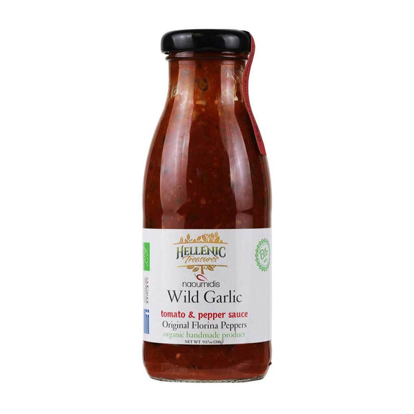 Organic Wild Garlic, Tomato & Pepper Sauce, Handmade from Greece by Hellenic Treasures, 9.17 oz (260 g)