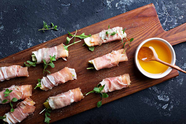 Apple, Swiss & Prosciutto Rollups with Nature Nate's Raw & Unfiltered Honey
