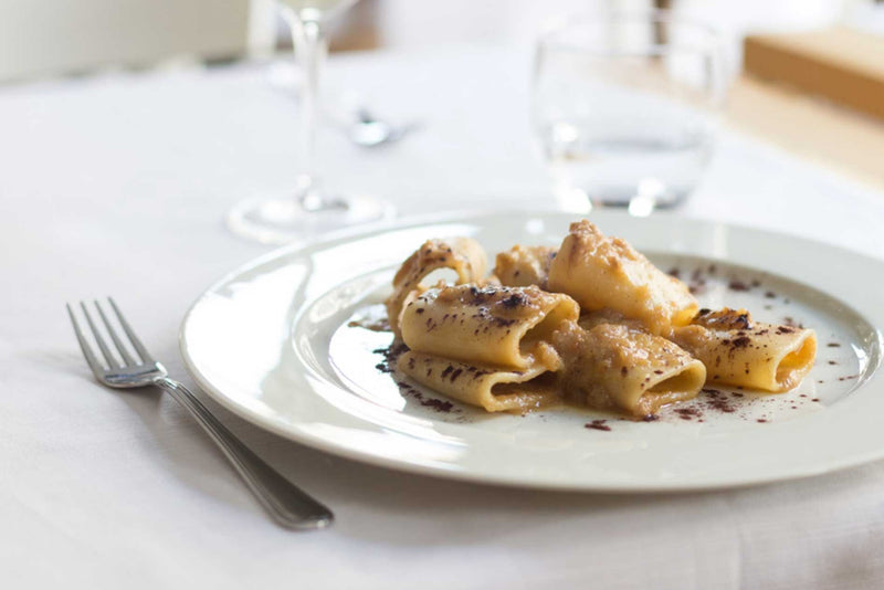 Meatless Neapolitan Paccheri Pasta with Mushrooms and Cream