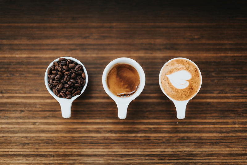 coffee beans, espresso and cappuccino