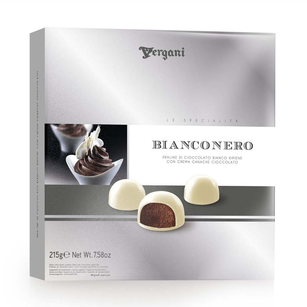 Vergani Bianconero Pralines with Dark Chocolate Filling, 7.58 oz (215 g)