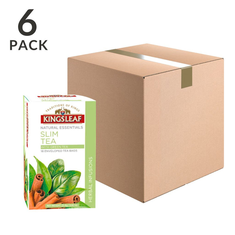 Green Slim Ceylon Tea, 18 Bags by Kingsleaf, 0.8 oz (23.4 g) Pack of 6