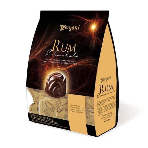 Vergani Rum Dark Chocolate Pralines with Liqueur Cream Filling, 7.05 oz (200 g)