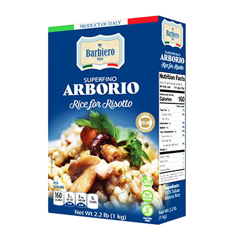 Arborio Rice for Risotto, Superfine by Barbiero, 2.2 lb (1 kg) Pack of 10