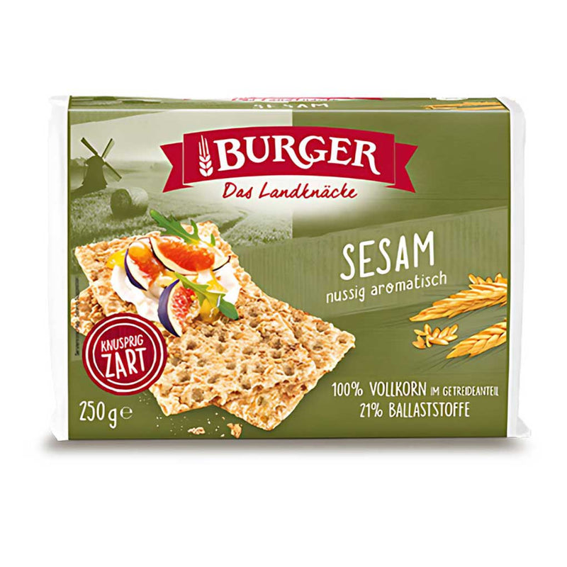 100% Whole Grain Rye Crispbread with Sesame Seeds by Burger, 8.8 oz (250 g)