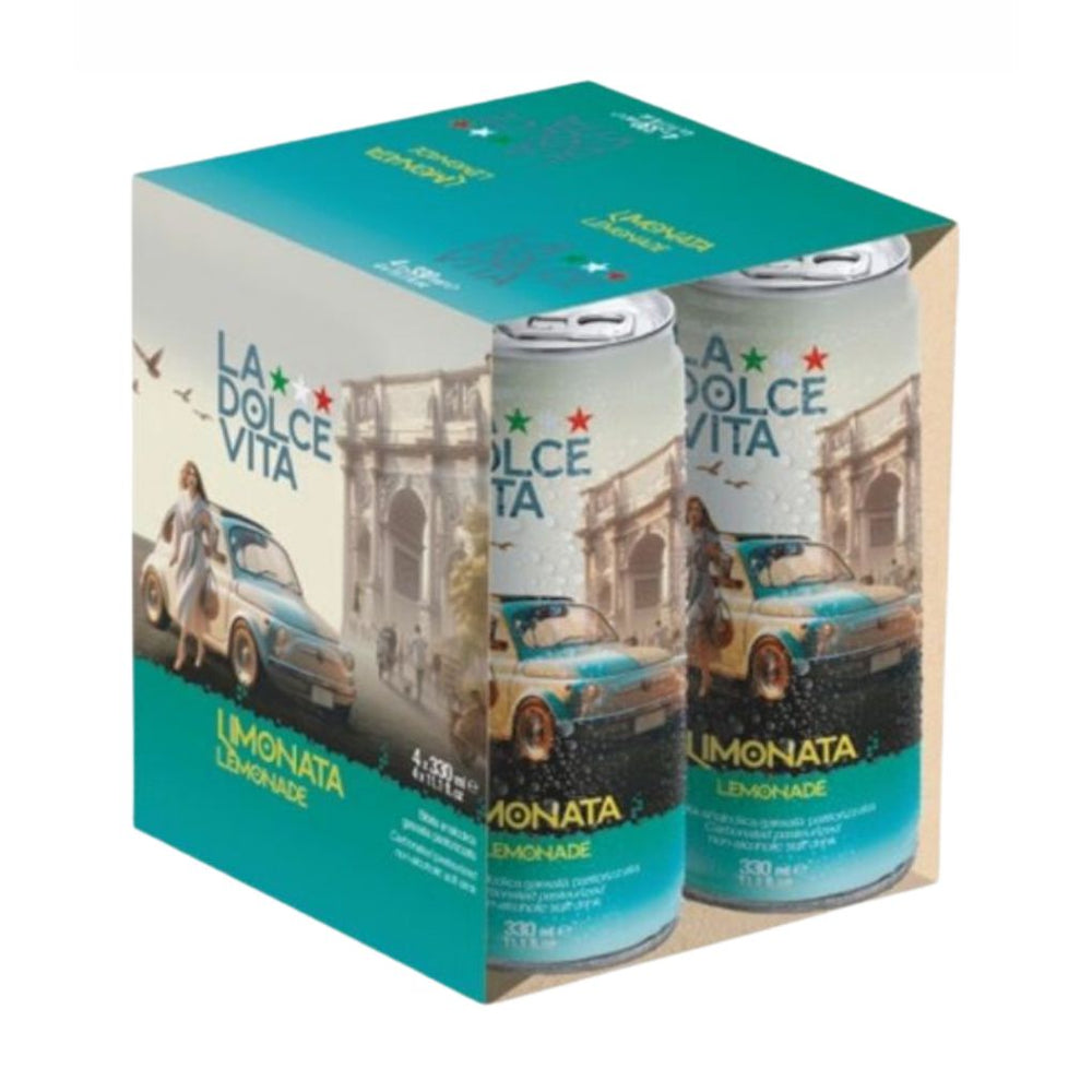 Italian Limonata Lemonade Soda, 4-Pack Cans by La Dolce Vita, 11.1 fl