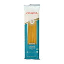 A packaged bag of Colavita Linguine Pasta displaying the pasta through the window and the brand logo.