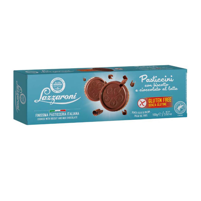 Lazzaroni Gluten Free Pasticcini Milk Chocolate Covered Cookies, 3.5 oz (100 g)