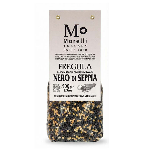 Morelli Black & White Fregola Pasta, 17.6 oz (500 g)