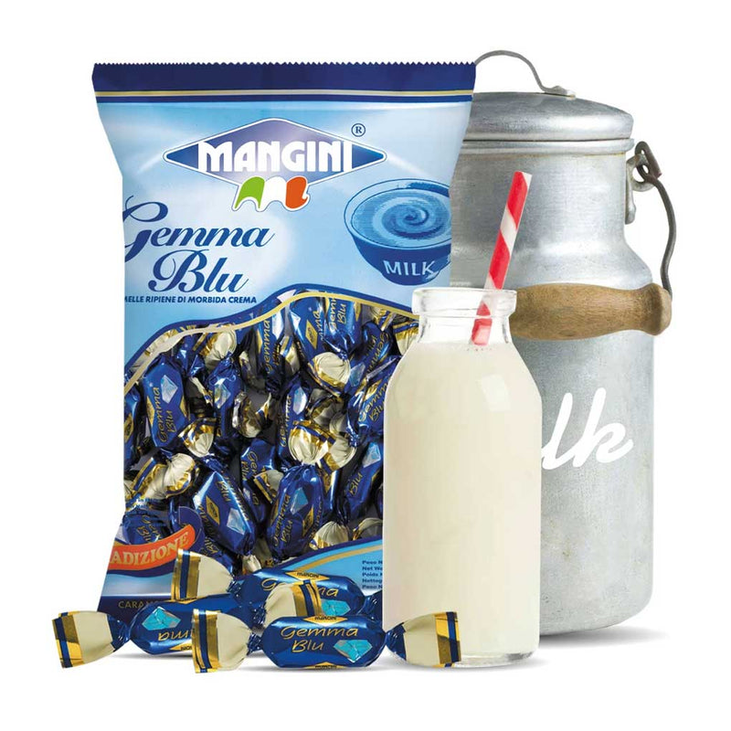 Mangini Gemma Blu Milk Cream Filled Italian Hard Candies, 5.25 oz (150 g)