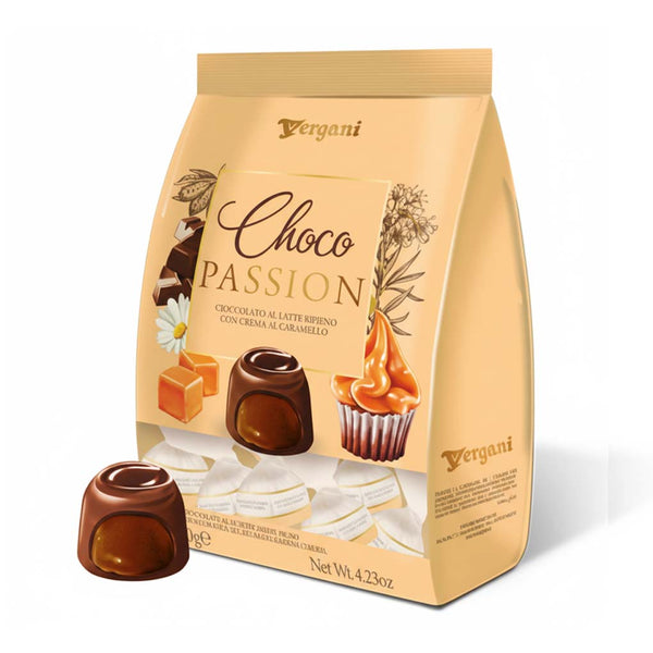 Vergani Choco Passion Milk Chocolate Pralines with Caramel Filling, 4.23 oz (120 g)