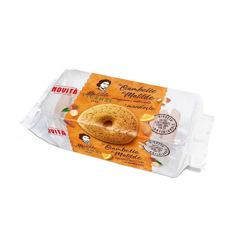 Matilde Vicenzi Ciambelle Shortbread Cookies w/ Citrus Fruit Hazelnuts & Almonds, 7.1 oz (200 g)