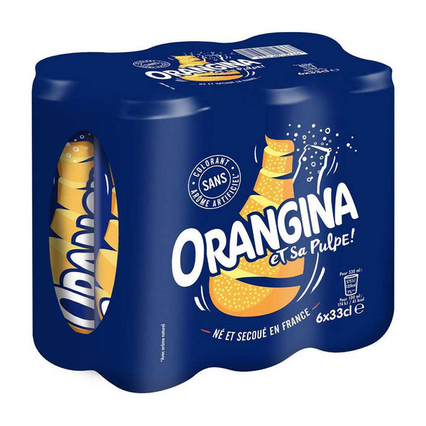 Orangina French Orange Soda with Pulp, 6-Pack Cans, 66.9 fl oz (1.98 l)