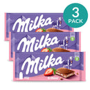 3-Pack Milka Strawberry Yogurt Chocolate, 3.5 oz (100 g)