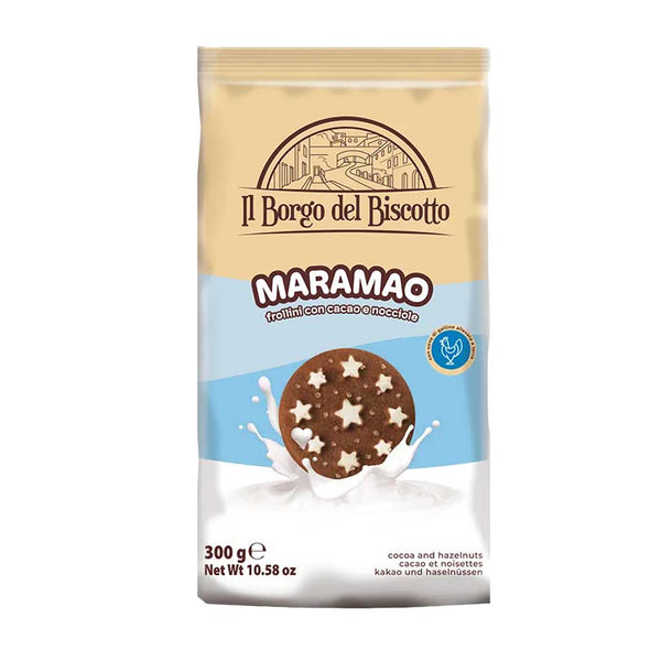 Italian Cocoa Cookies with Stars Maramao by Borgo Del Biscotto, 10.6 oz (300 g)