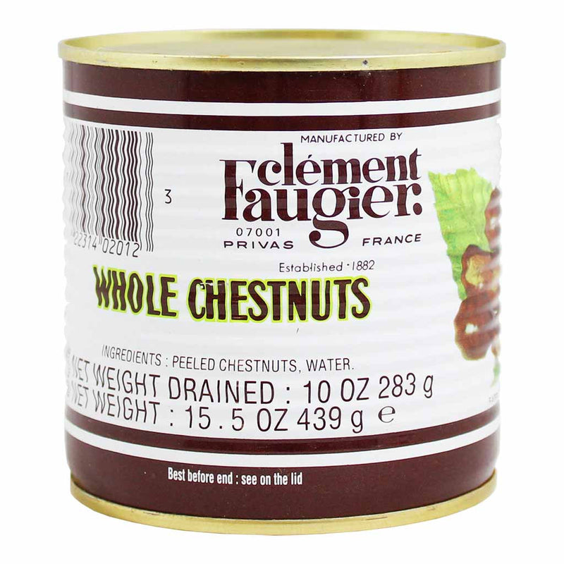 French Whole Peeled Chestnuts Canned in Water by Clement Faugier, 10 oz (283 g)