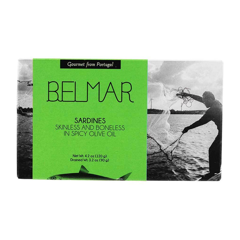 Skinless and Boneless Sardines in Spicy Olive Oil by Belmar, 4.23 oz (120 g)