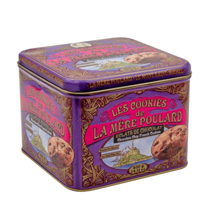 La Mere Poulard French Chocolate Chip Cookies in Luxury Tin, 14.11 oz (400 g) [Expiration Date 11/30/2024]