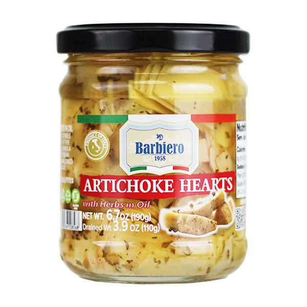 Artichoke Hearts with Herbs in Oil by Barbiero, 6.7 oz (190 g)