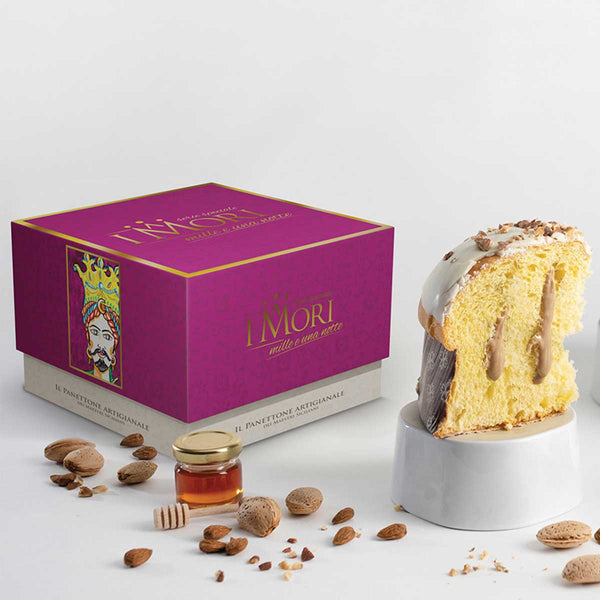 Sicilian Nougat Panettone with Almonds Cream by I Mori, 2.2 lb (1 kg)
