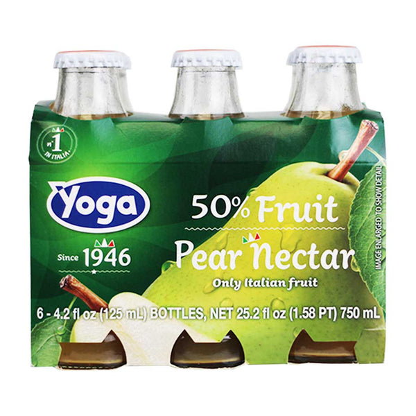 6-Bottle Yoga Italian Fruit Juice Pear Nectar, 6 x 4.2 fl oz (125 ml)