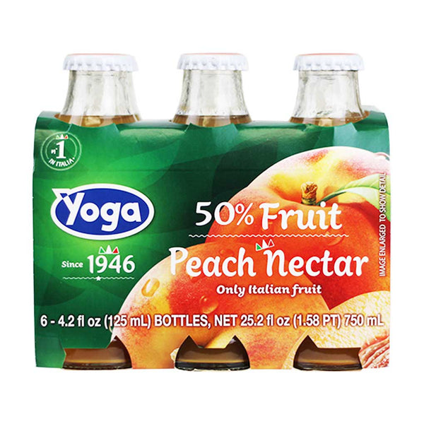 6-Bottle Yoga Italian Fruit Juice Peach Nectar, 6 x 4.2 fl oz (125 ml)