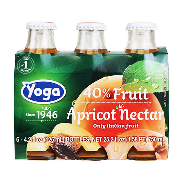 6-Bottle Yoga Italian Fruit Juice Apricot Nectar 6 x 4.2 fl oz (125 ml)