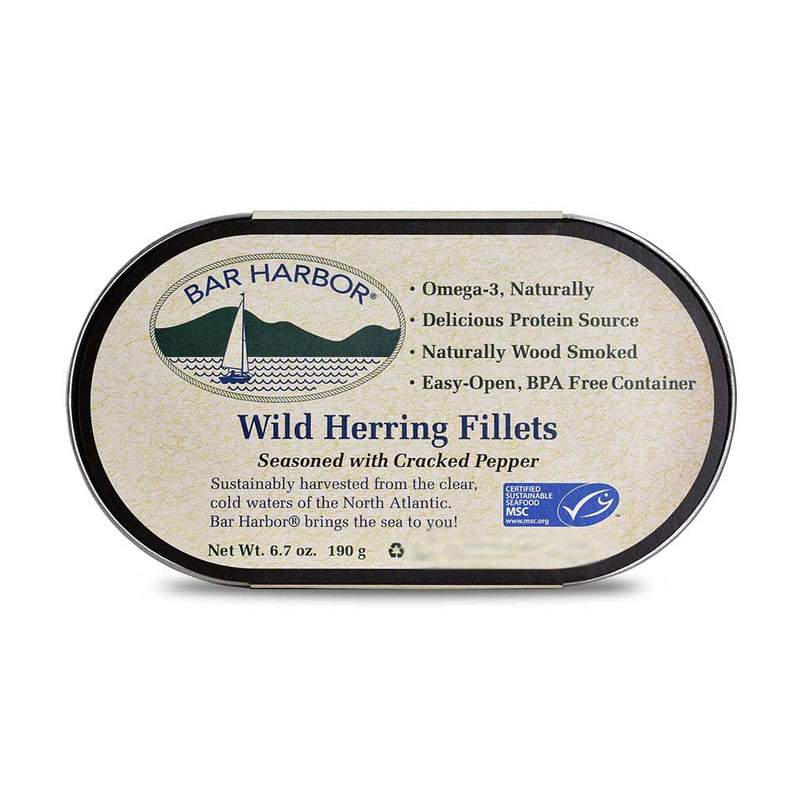 Bar Harbor Wild Herring Fillets with Cracked Black Pepper, 6.7 oz (190g)