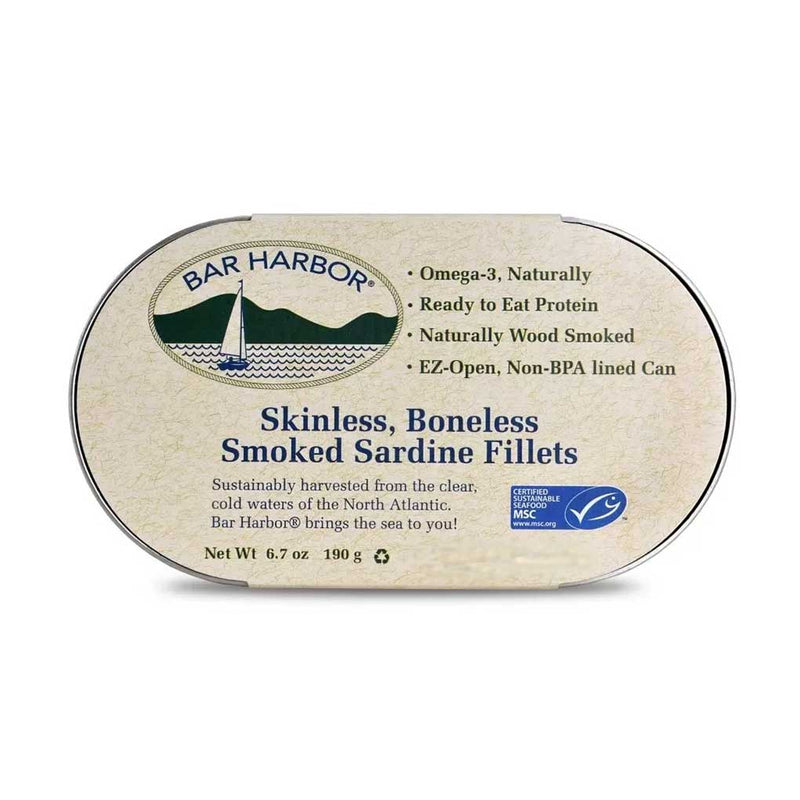 Bar Harbor Smoked Sardine Fillets, Skinless, Boneless, 6.7 oz (190g)