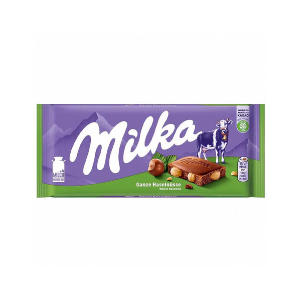 Milka Milk Chocolate with Whole Hazelnuts, 3.5 oz (100 g)