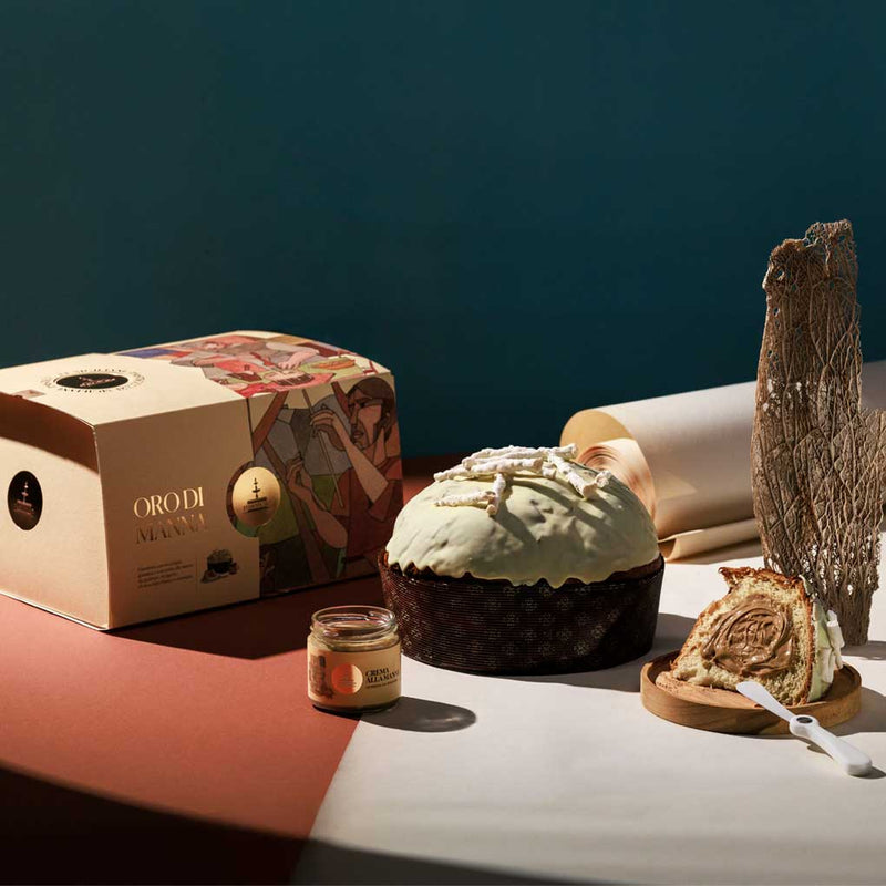 Fiasconaro Panettone Oro di Manna with White Chocolate and Fiasconaro Manna Cream, 2.2 lb (1 kg)