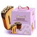 Bauli Panettone with three chocolate flavors packaging on a white background