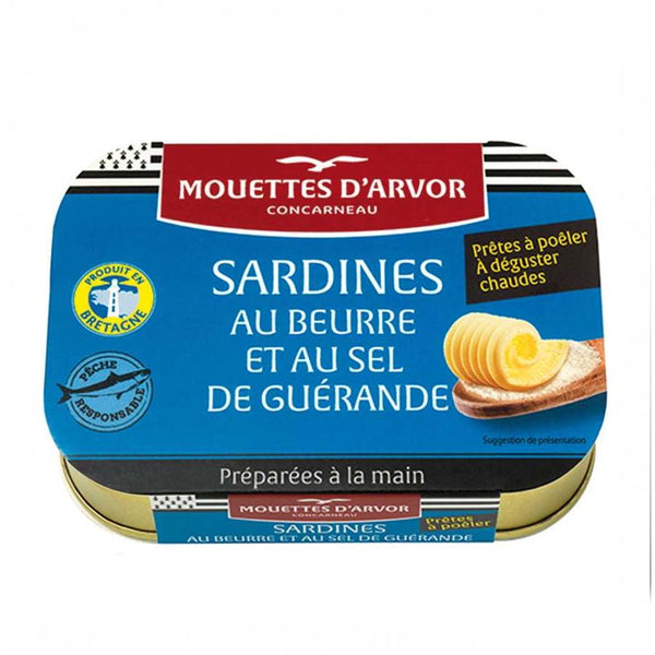 Mouettes d'Arvor Sardines with Butter & Sea Salt from Guerande, 4 oz (115 g)