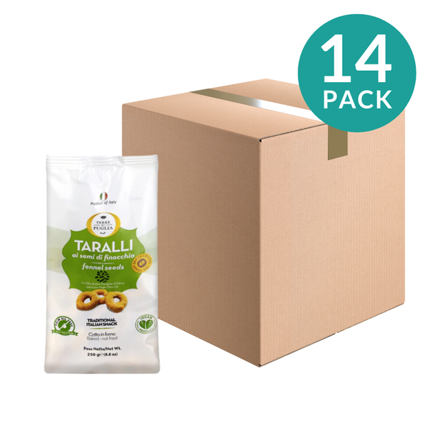 14-pack Italian Taralli with Fennel Seeds, Vegan & No Palm Oil, 8.8 oz (250 g) [Expiration Date 2/6/26]