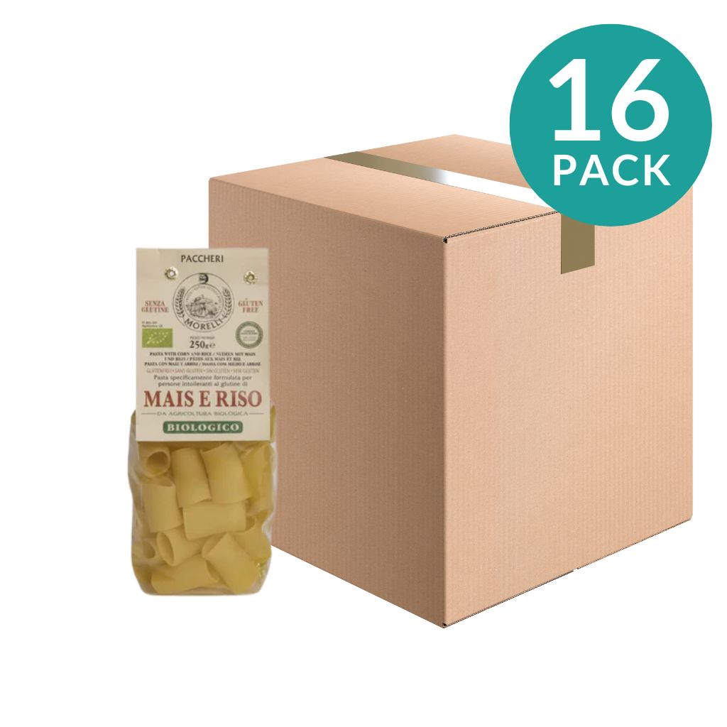 16-Pack Morelli Gluten Free Organic Rice & Corn Paccheri, 8.8 oz (250