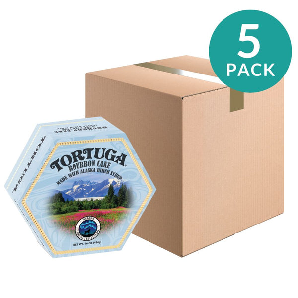 5-pack Alaska Birch Syrup Bourbon Cake, Large by Tortuga, 16 oz (454 g)x5