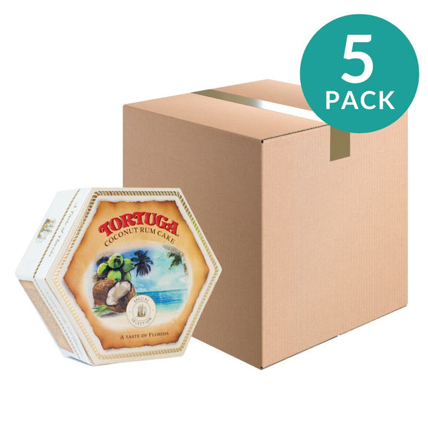 5-pack Coconut Rum Cake, Large by Tortuga, 16 oz (454 g)x5